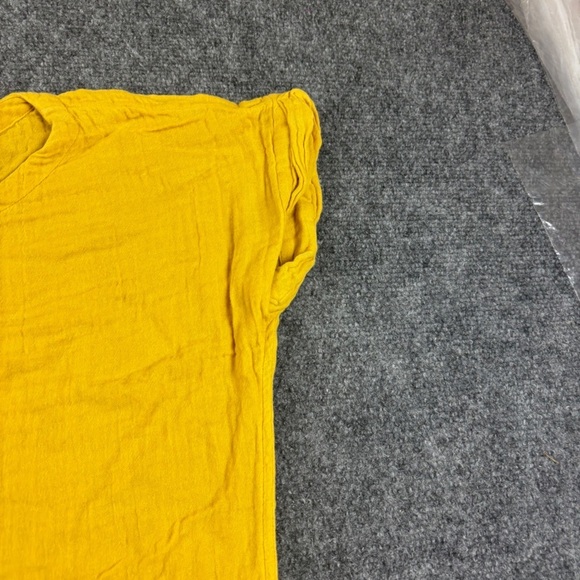 EILEEN FISHER Women’s Organic Gauze Shift Dress Raw Hem Yellow size Small Petite - Picture 3 of 9